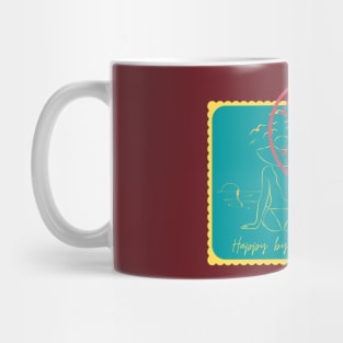 HAPPY BY THE SEA  CAT MOM POST STAMP Mug